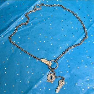 Juicy Couture Y2K Lock & Key Silvertone Vintage Charm Necklace
